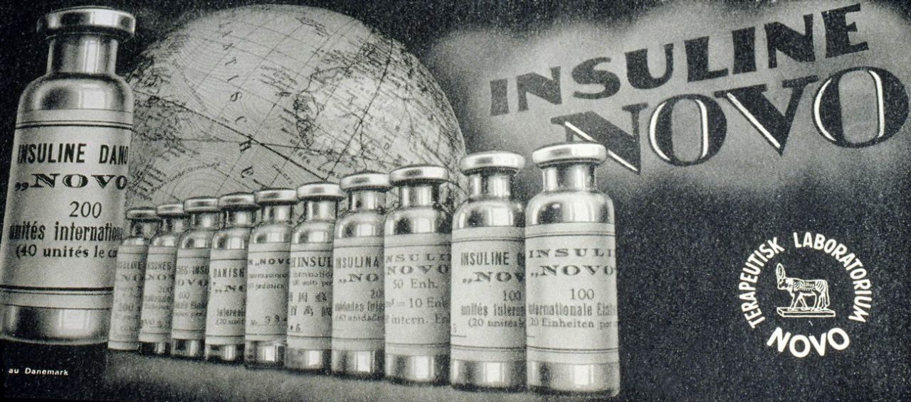 โฆษณาของอินซูลิน บริษัทโนโว ในปี ค.ศ. 1930